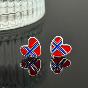 Norway Heart Earrings S925 Sterling Silver Handmade Ear Stud